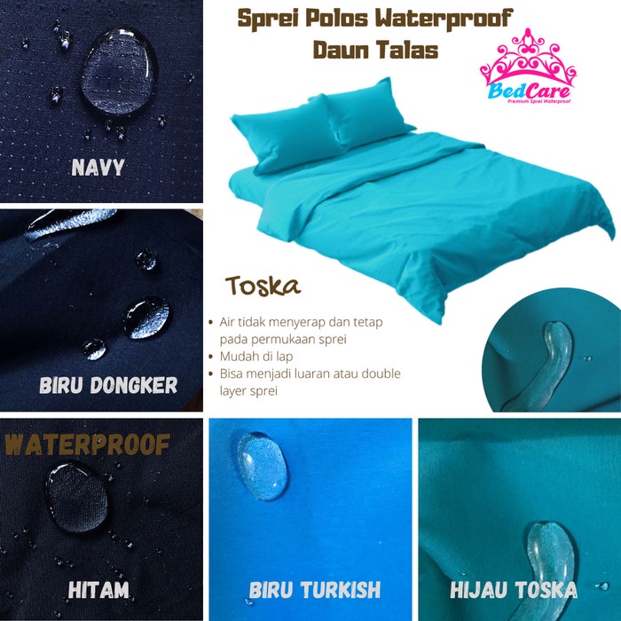 SEPREI SPREI WATERPROOF BedCare ANTI AIR OMPOL 180x200 160X200 120x200 - 60 X 90, Navy katun terlari