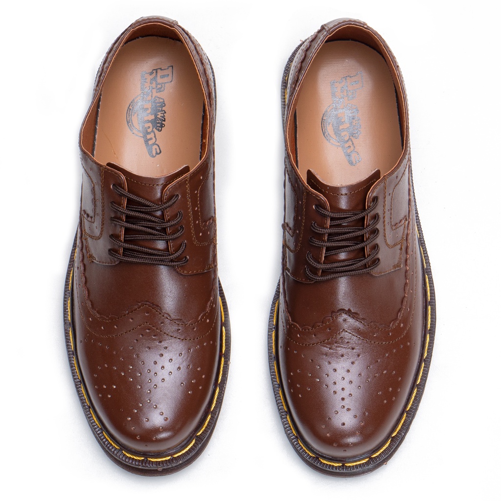 Sepatu Pria Low Boots Wingtips Pria Kulit Sapi Asli Outsole Karet Anti Slip dan Kuat M1061