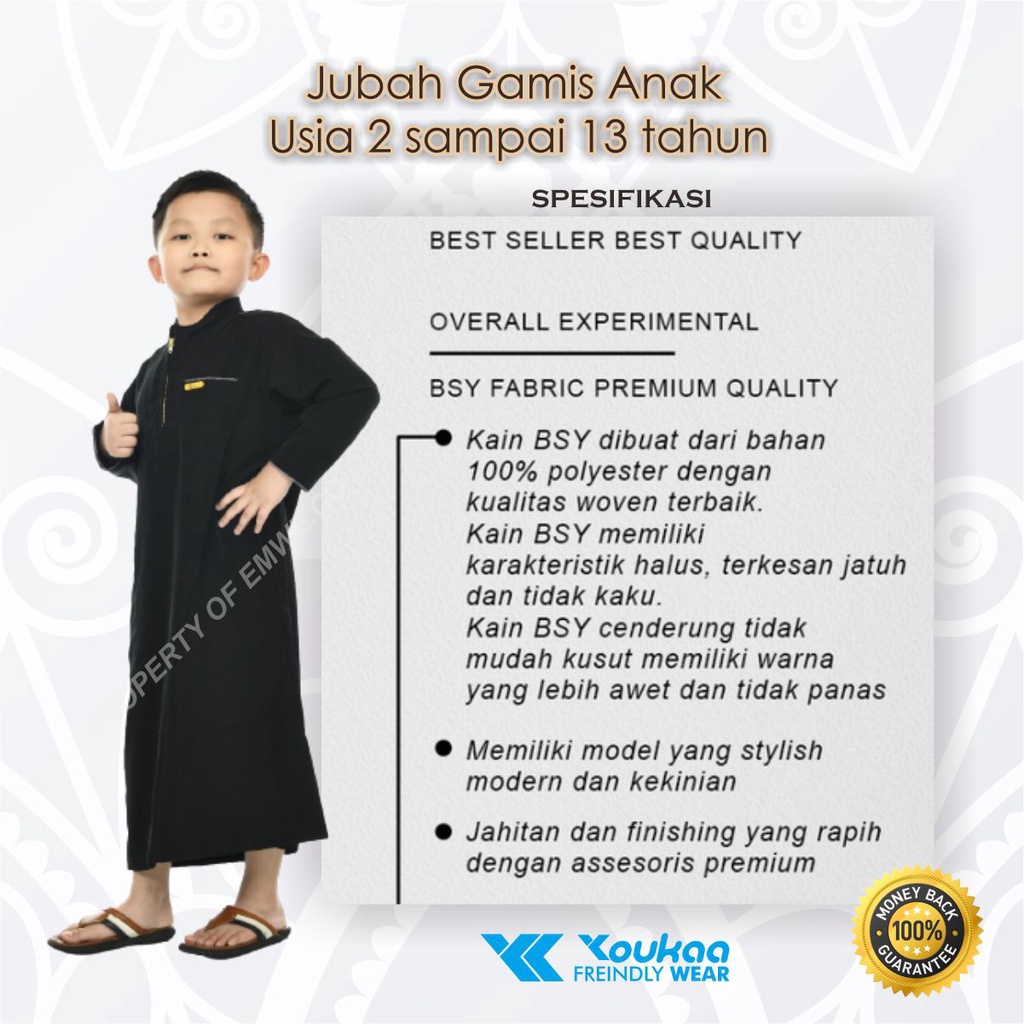 Jubah Anak Laki Laki Motif Polos Gamis Lengan Panjang Untuk Usia 2 Sampai 13 Tahun