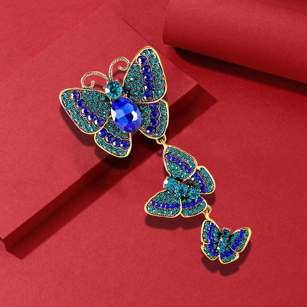 Agustina Wanita Bros Niche Desain Pin Serangga Kupu-Kupu Upacara Perjamuan Berlian Imitasi Alloy Aksesori Pakaian