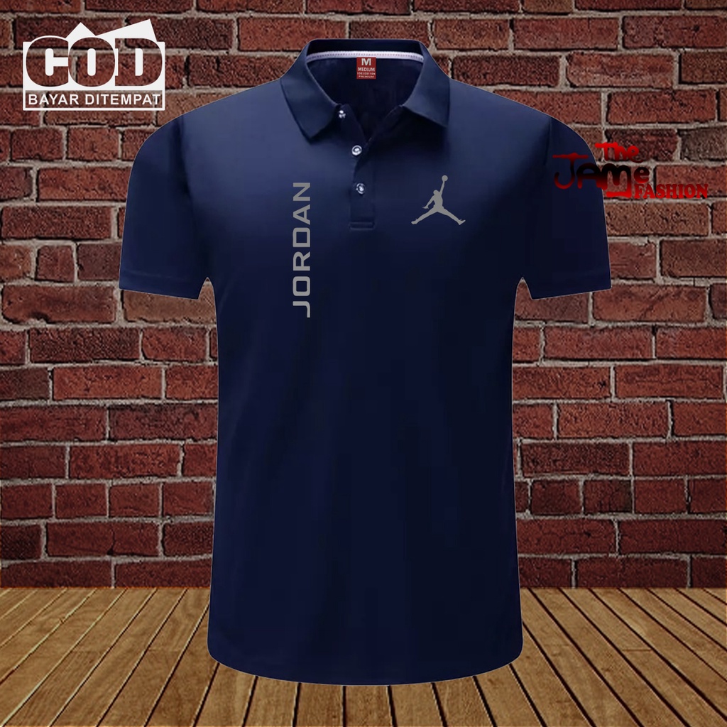 Promo COD Kaos Distro Polo Kerah Jordan Tegak Quality Silver Premium Quality Atasan Pria Wanita Prom