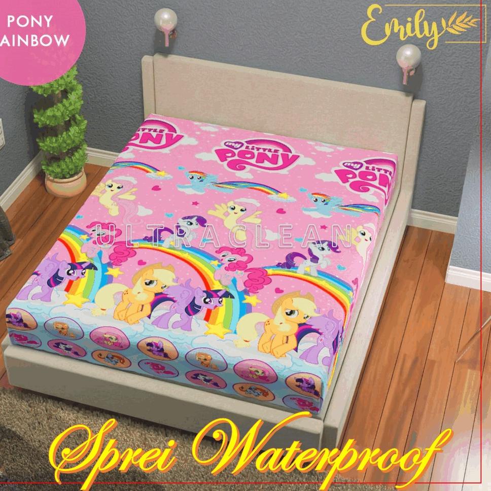 [JIM.18Oc22ғ] Sprei Waterproof Sultan Motif Karakter Anak Cewek KUDA PONI KITI CAT BT21 RAINBOW FLAM