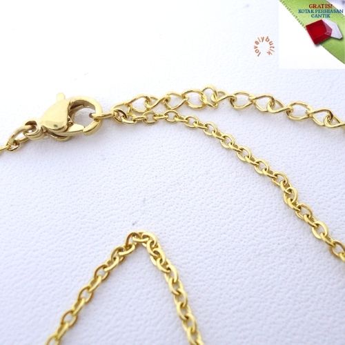 Lovelybutik - Kalung Salib Titanium Anti Karat Divine New  Kalung Titanium Wanita Ukuran 45 cm Warna Silver BONUS KOTAK PERHIASAN