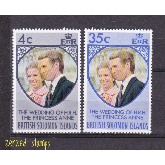 

0702 Perangko Solomons Islands 1973 Royal Wedding Princess Anne 2V Mnh