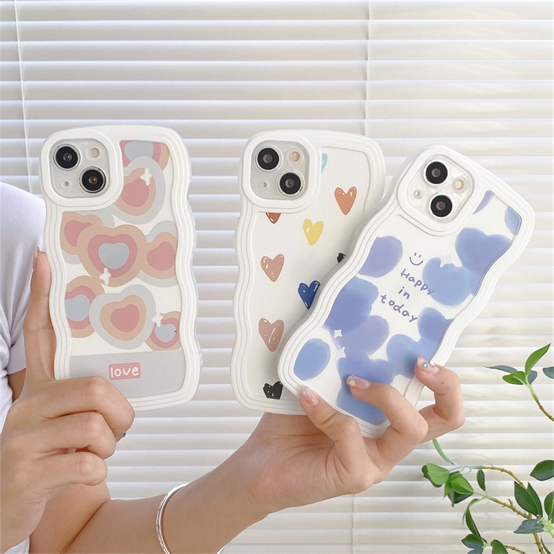 Soft Case Silikon TPU Transparan Motif Bunga Warna Permen Untuk Compatible for iPhone 14 13 12 11 Pro Max X XR Xs Max 7 8 Plus Fashion Candy Color Casing Anti-Drop Soft TPU Silicone Angel Eye Transparent Phone Case Lens Protective Case Cover