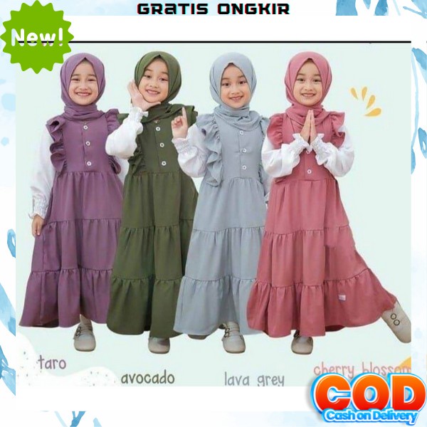 Gamis Anak Games Tanggung Murah Lebaran 2023 Import Pakaian Muslim Cewek Fashion Muslimah Baju Kekin