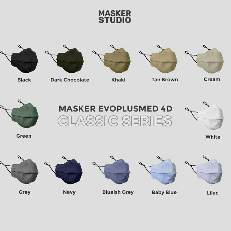 [KODE KM0HV] MASKER KAIN 4D Evo PlusMed Earloop 4 Ply, Masker kain bisa dicuci, Masker Studio