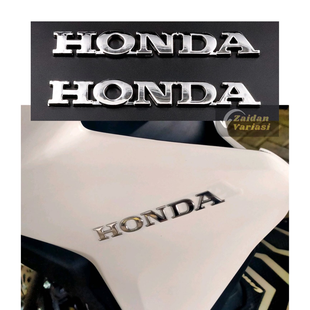 Sticker Logo Emblem Honda Timbul Tulisan 2 Pcs Sepasang Stiker Motor 3d Untuk Kiri Dan Kanan Dekorasi Tiga Dimensi Beat Vario 125 F1 150 Chrome Gold