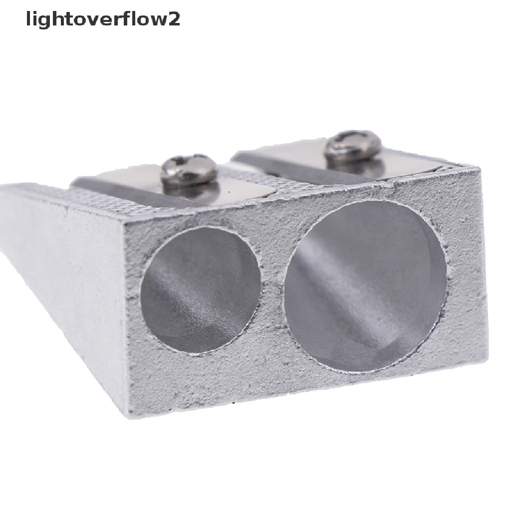 (lightoverflow2) 2pcs Rautan Pensil Lubang Ganda Bahan Aluminum Alloy