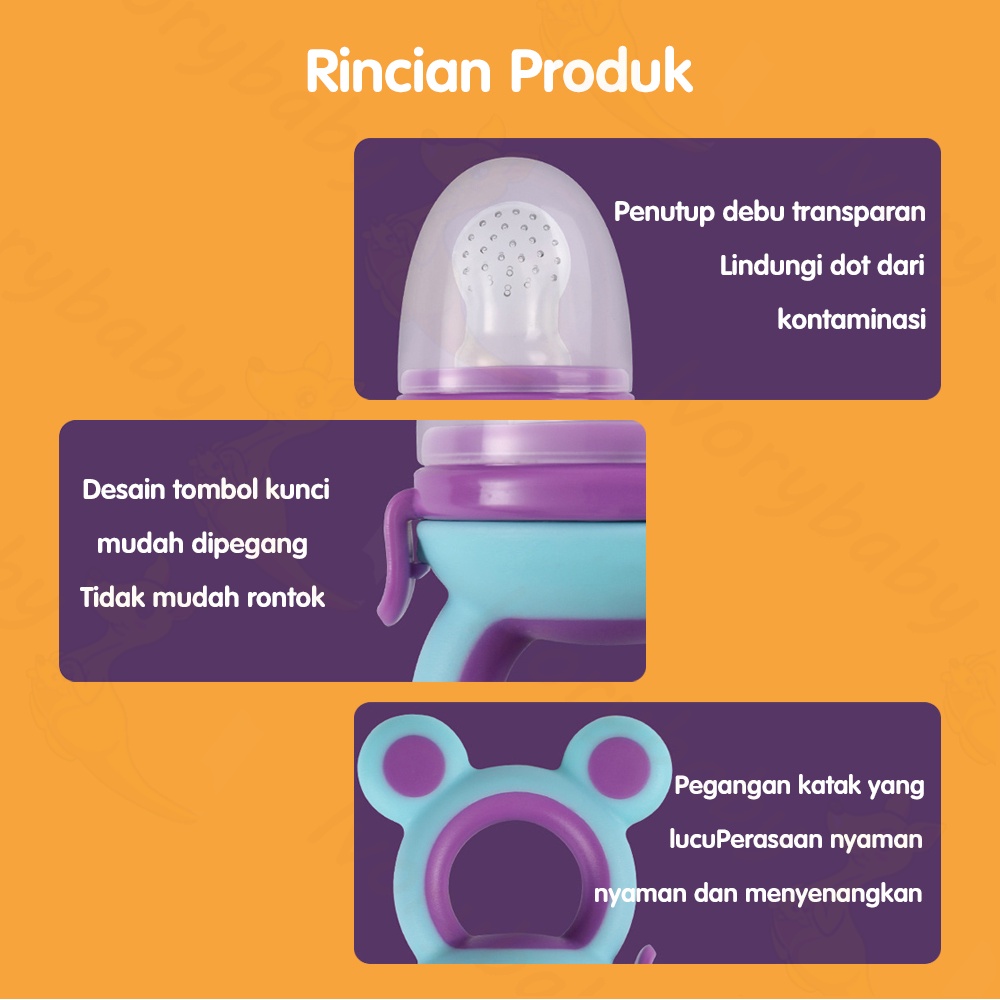 Ivorybaby Dot buah bayi original Empeng buah bayi BPA FREE Baby fruit feeder