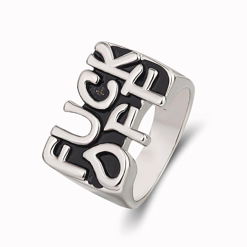 Cincin Lapis Silver Gaya Hip Hop Rock Adjustable Untuk Pria