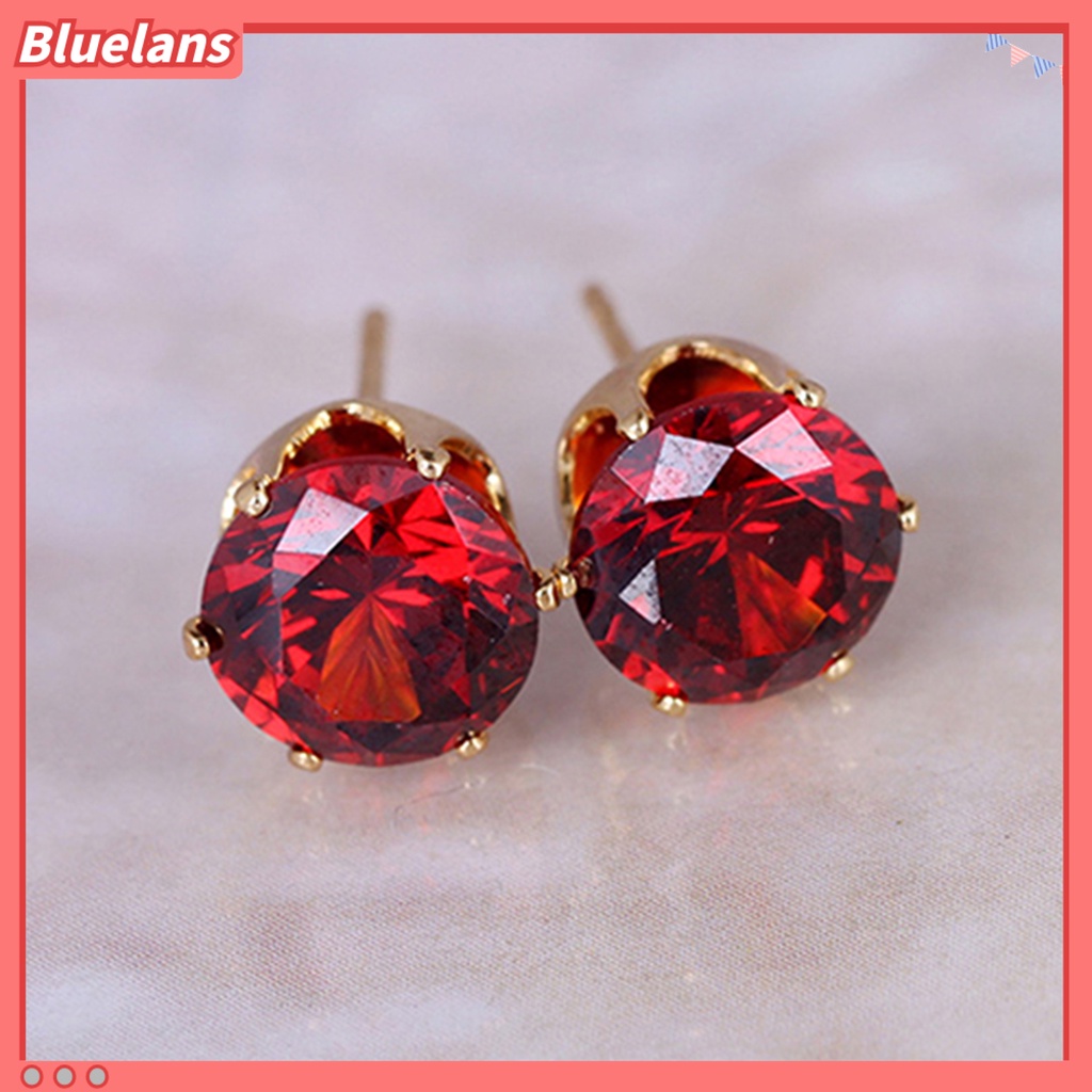 Bluelans Ear Studs Elegant All Match Cubic Zirconia Round Exquisite Earrings