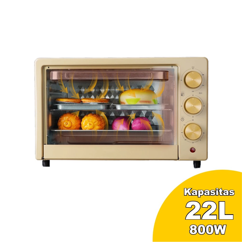 Oven Listrik Low Watt Kapasitas 22L UkL Pemanggang Makanan Rotisserie 800 W