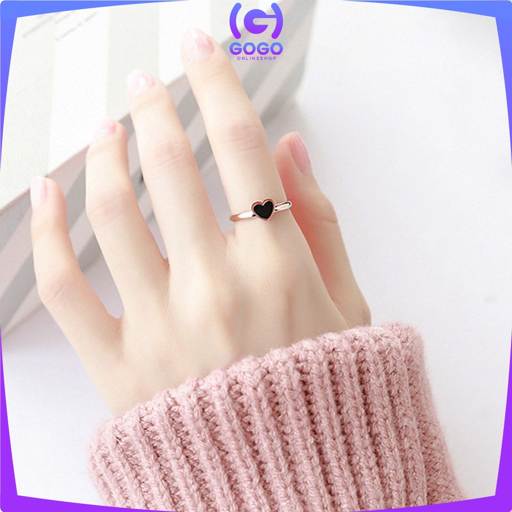 GOGO-K131 Cincin Wanita Bahan Titanium Steel Motif Bunga / Cincin Dewasa Motif Simple Anti Karat / Cincin Fashion Wanita Ala Korea