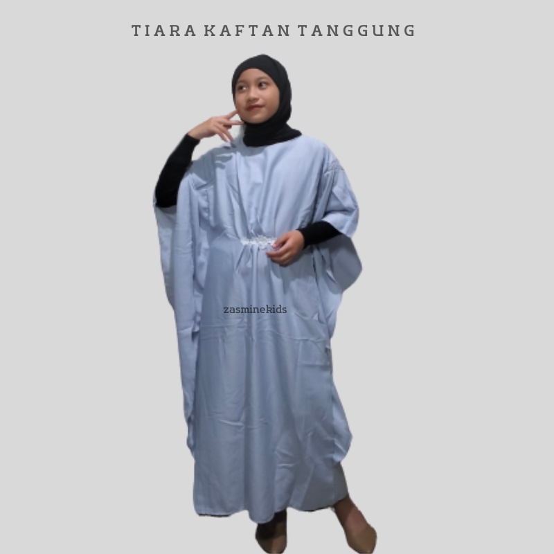 Gamis Kaftan Anak Perempuan Tiara Kaftan Versi Tanggung Polos Renda Bunga Melati 5 - 12 Tahun