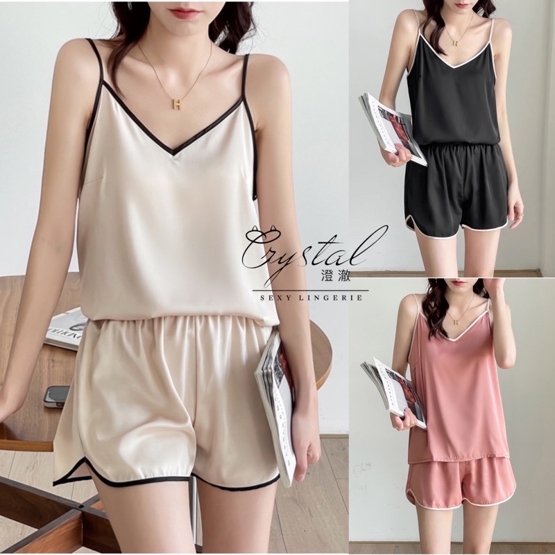 Crystal LAURA Baju Tidur Sexy Lingerie Wanita / Baju Tidur Setelan Wanita / Sleepwear Silk / Homewear Wanita Sexy Suit 99