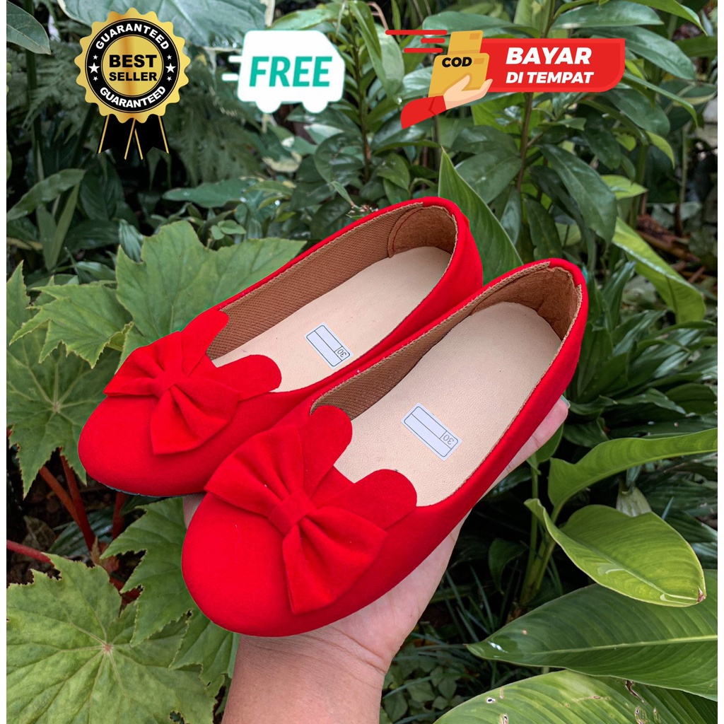 Sepatu Sekolah Anak Perempuan Flatshoes Pita Kelinci