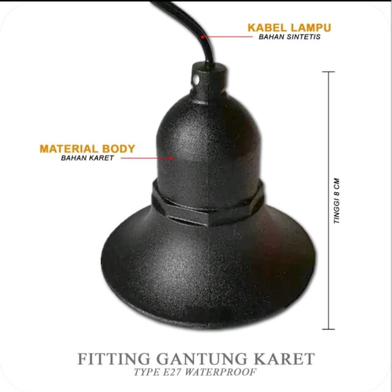 fiting lampu gantung topi anti air, outdoor