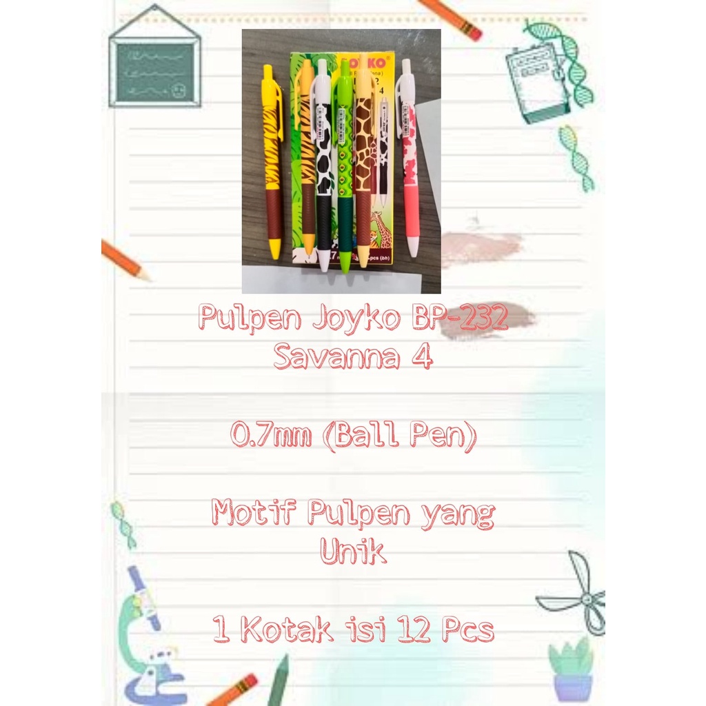 

(Per Pcs) Pulpen Joyko Savanna 4 BP-232 0.7mm