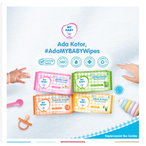 Tissu Basah /MY BABY Extra Care Wipes Antibacterial [50 + 50 Sheets]