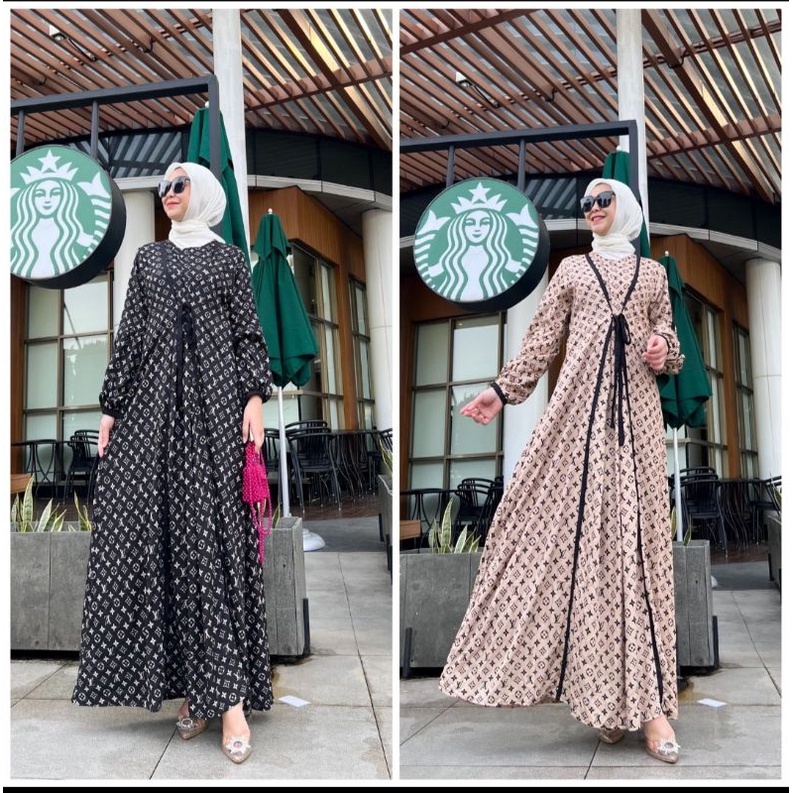 J68 Gladys | Gamis Rayon / Maxi Dress Premium kekinian motif Lv