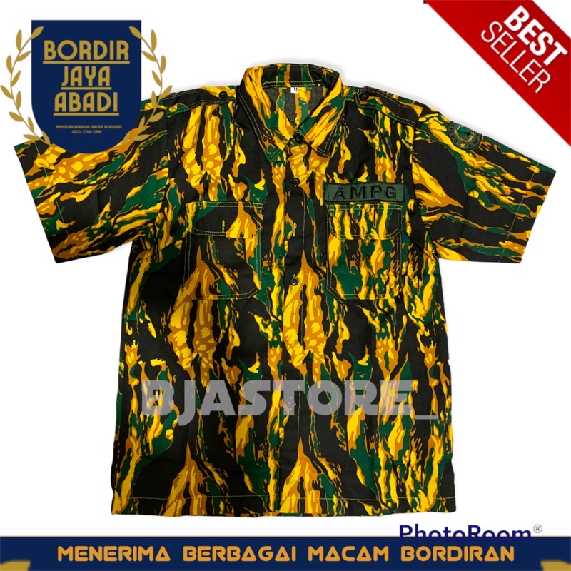 Baju Kemeja Loreng AMPG - Lengan Pendek free bordir nama