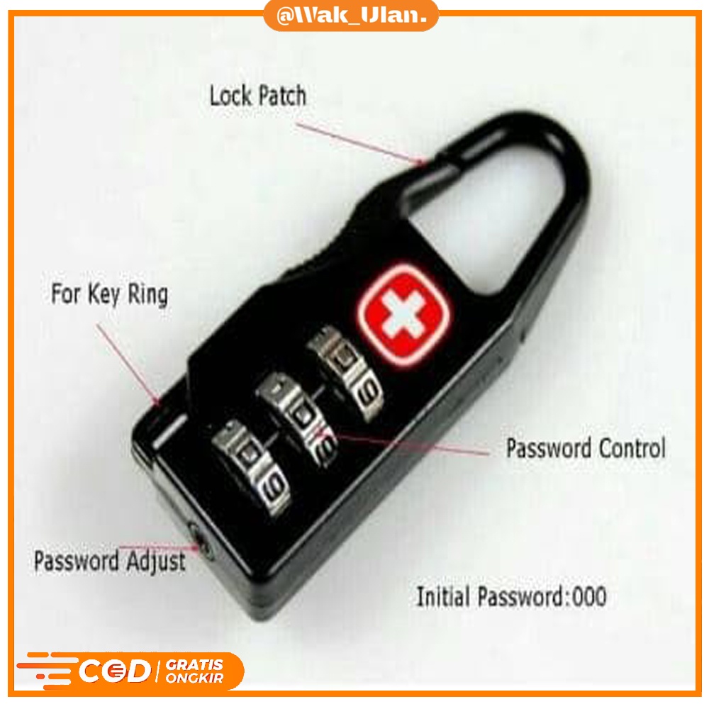 Gembok Swiss Password Code Lock Kunci Koper Tas Locker Kombinasi Angka Travel Bag