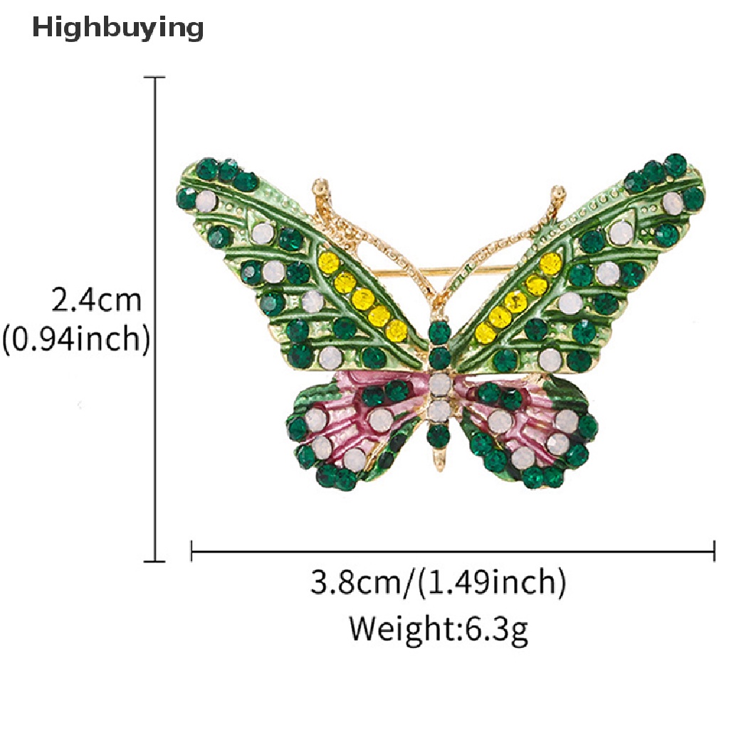 Bros Pin Bentuk Kupu-Kupu Aksen Berlian Imitasi Warna Hijau Untuk Aksesoris Pesta Pernikahan Glory