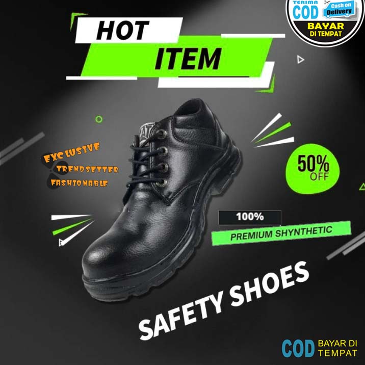 COD SEPATU SAFETY SEMI BOOTS PRIA KULIT BOOT SAVETY BUT SEPTI BUTS SEVTI BOT SEPTY BOTS SEFTY KERJA PROYEK