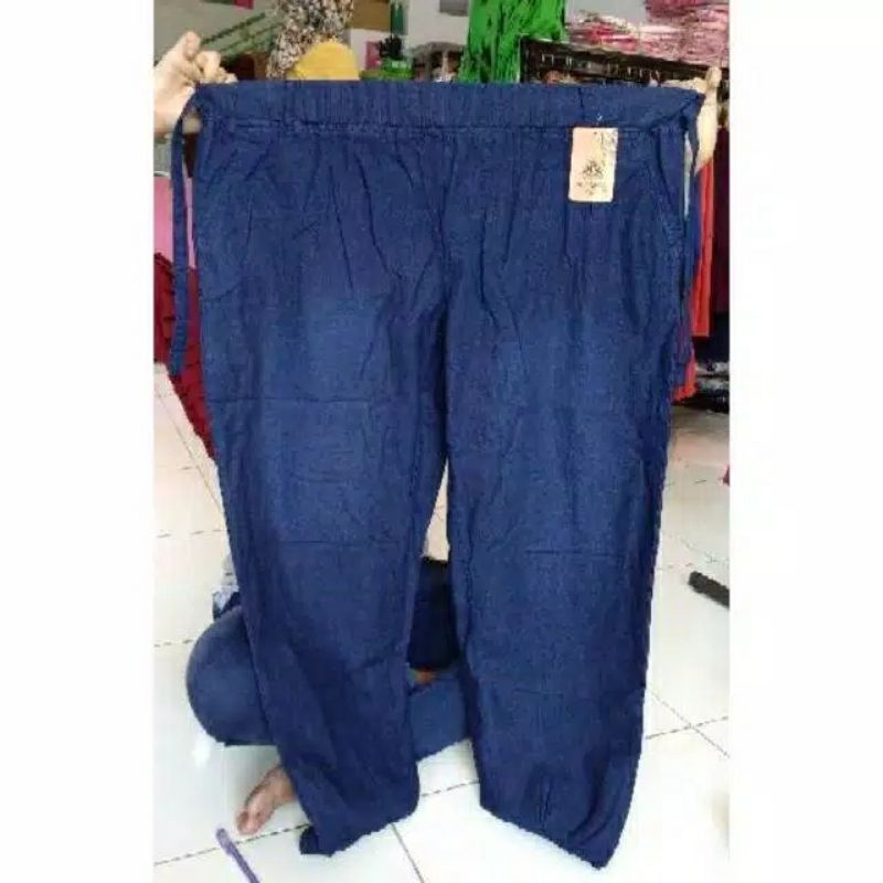 Jogger jeans Jumbo lingkar pinggang 130++\baggy jeans Jumbo rawis//rok jeans Jumbo