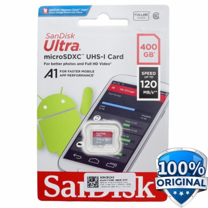 SANDISK MICROSD ULTRA 400GB 120MB/S - MICRO SD 400 GB 120MBPS ORIGINAL