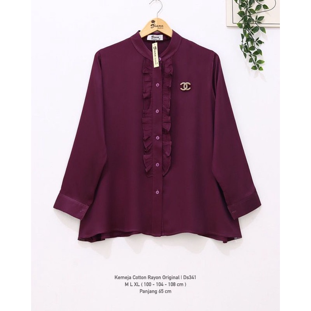 Blouse polos wanita ori by Diana fashion kemeja cewek Bahan katun rayon import Ukuran m l xl panjang