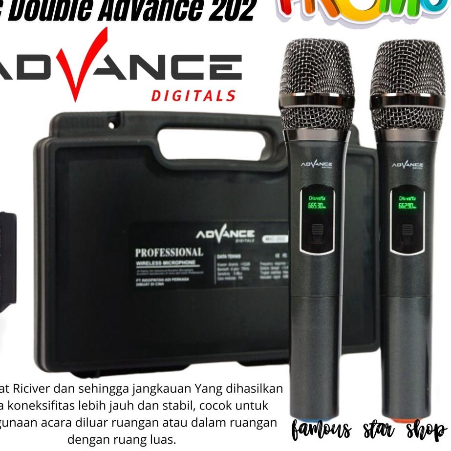 Untuk Anda--Advance MIC-202 Profesional 2 Mic Wireless Microphone Karoke Mic Duet - Mic Double Karao