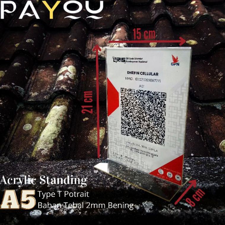 

TERBAIK Acrylic Standing A5 Type T Potrait/ Tempat QRIS/ Brosur/ Menu ★ 860