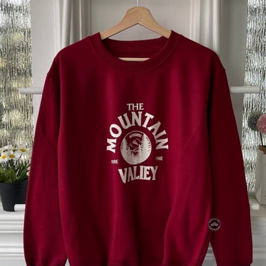 Sweater Mountain Valiey I Korean Basic Crewneck I Pakaian Pria Dan Wanita I Bahan Fleece I Allsize