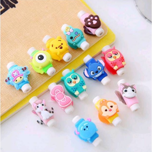 ❤ IJN ❤ Penjepit ujung kabel hp / Pelindung ujung kabel handphone motif kartun Cable Bite Karakter