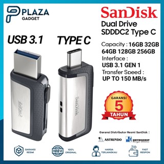 SanDisk Ultra Dual Drive USB 3.1 Flash Drive 16GB 32GB 64GB 128GB 256GB with OTG Type-C SDDDC2