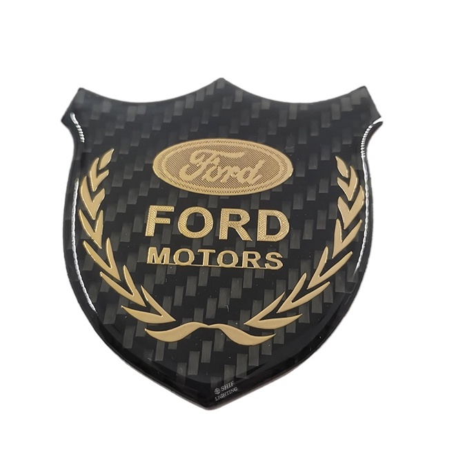 1pc Stiker Emblem Logo FORD MOTORS Bahan Karbon Fiber Untuk Dekorasi Kaca Belakang Mobil FORD