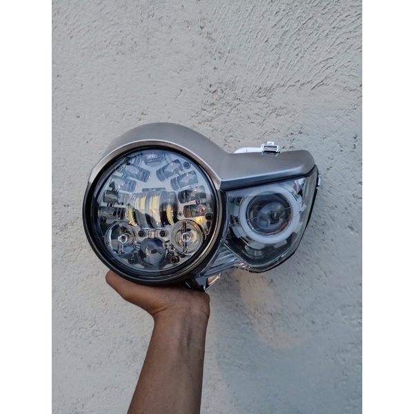 Lampu Tiger Revo pece set lampu daymaker 16 LED + proji lampu Tirev pece lampu Tiger pece