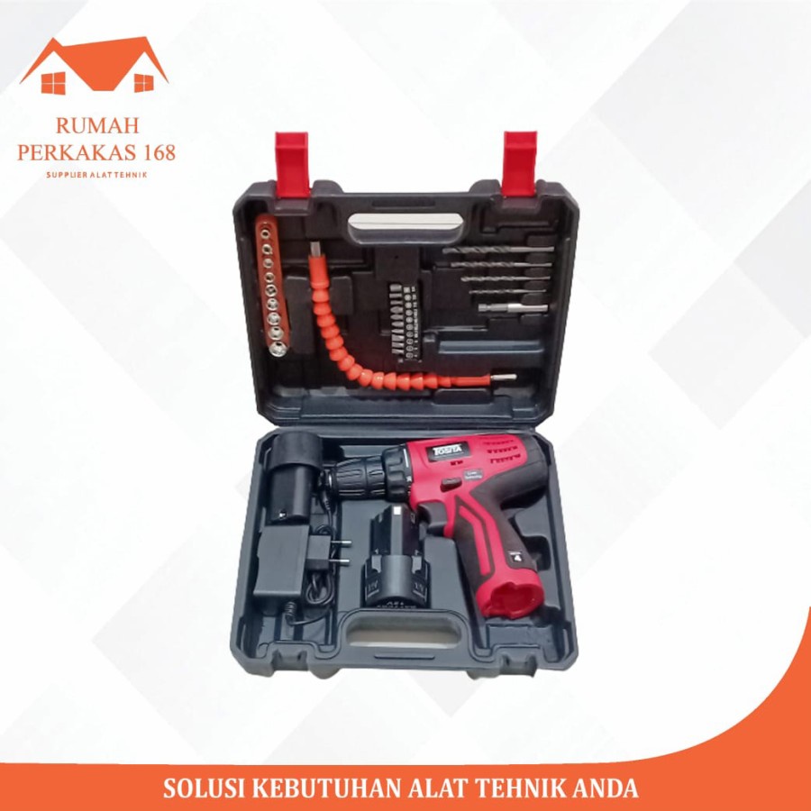 Tosita Bor Cordles 12volt Set Lengkap Termurah Bor Baterai 12volt