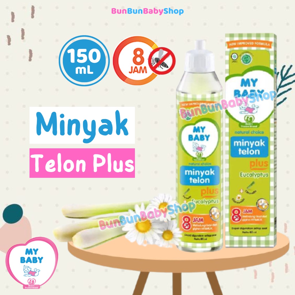 MY BABY Minyak Telon Plus 150ml Eucalyptus Anti Nyamuk Serangga 8 Jam Longer Protection Murah Perlengkapan Mandi Bayi Baru Lahir Perawatan Kulit Baby New Born Bunbunbabyshop