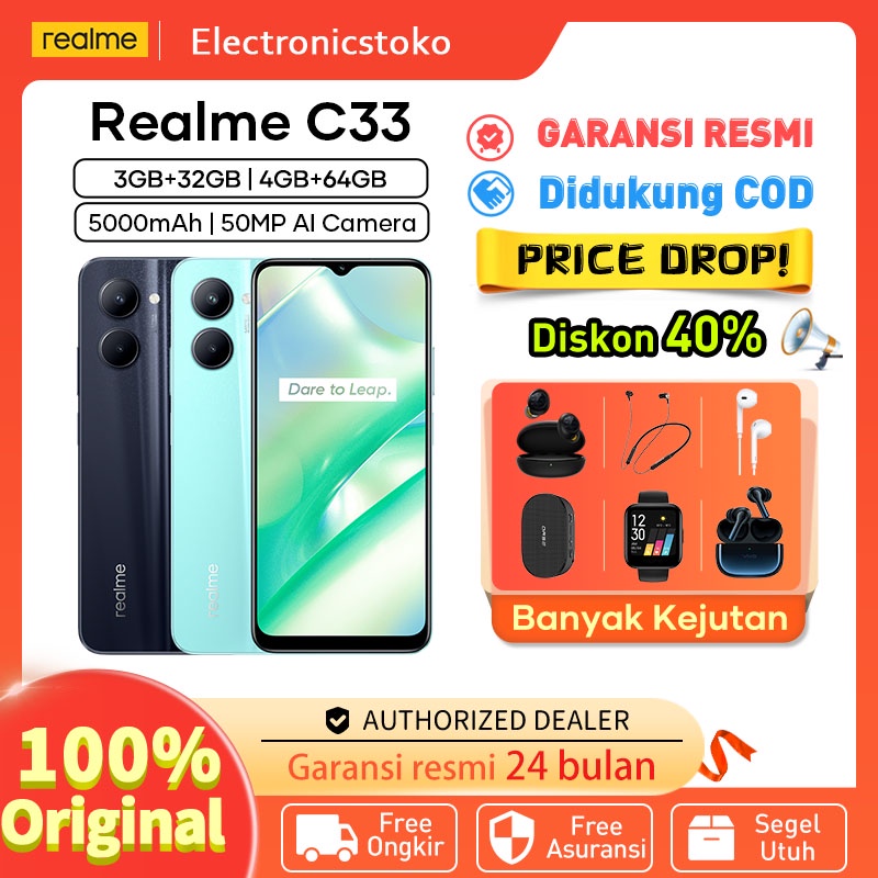 Realme C33/C31 RAM 3GB ROM 32GB 6.5 inches 5000mAh Battery HP Realme C31 4+64GB Powerful Unisoc Tige