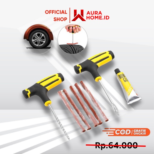 Peralatan Tambal Ban Mobil Sepeda Motor Tubeless / Alat Paket Peralatan Perlengkapan Reparasi Tambal