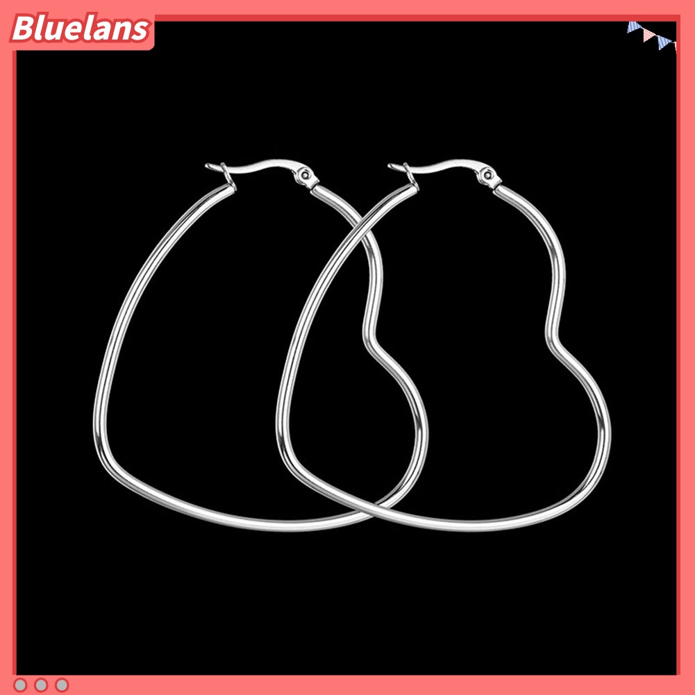 Bluelans Anting Hoop Bentuk Hati Besar Untuk Wanita