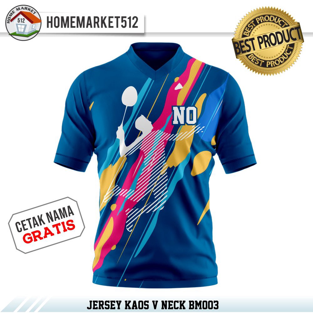 Baju Jersey Kaos Badminton V nek BM003 Kaos Jersey Dewasa Premium Size Jumbo | HOMEMARKET512