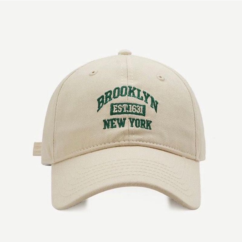 Best Seller - Topi Unisex Cap Hat Cotton Material Bordir Brooklyn Baseball / Baseball Cap Korea Trendy - COD-Krem Broklyn New