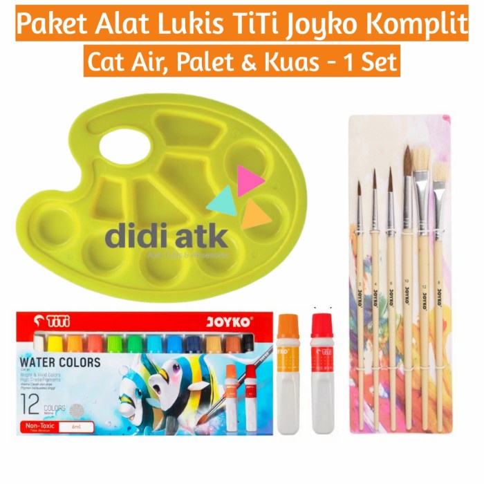 

Bagus Paket Alat Lukis Lengkap Titi Joyko 3 In 1 Cat Air Kuas Palet 1 Set Limited