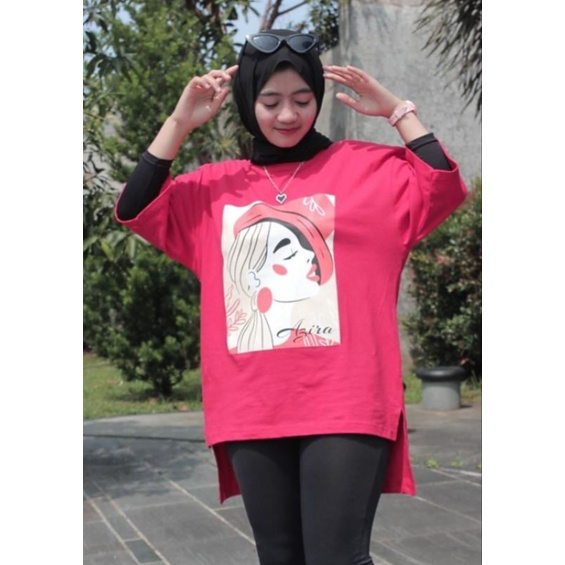 Terbaru Kaos Oversize Wanita Karakter // T-shirt Oversize Basic Top Hijab Style // Kaos Wanita // anggosae // Atasan Wanita Merah