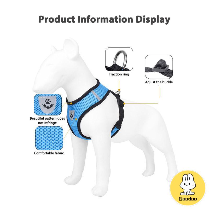 Pet Chest Back Leash Mesh Strip Reflektif Crossing Road Perlengkapan Hewan Peliharaan tahan aus -Doo