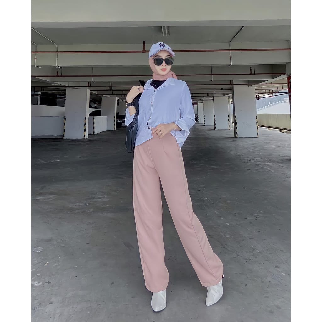 LOOSE HIGHWAIST KULOT CRINCLE / CELANA KERJA BAHAN CRINCKE AIRFLOW | OUTFIT REMAJA OOTD KEKINIAN